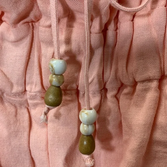 Zara  NWT Peach Linen Elastic top bubble hem beads bow tight ref 8372/113/696 - Picture 9 of 15